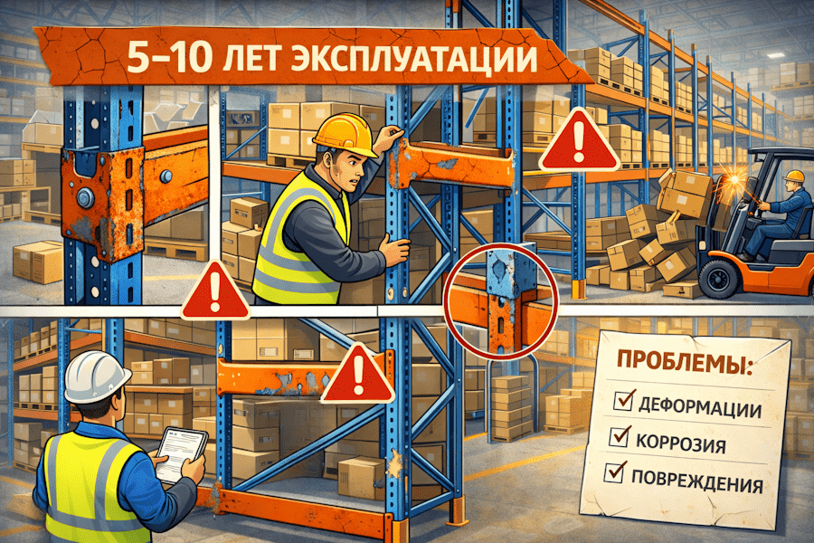 Что происходит со стеллажами через 5–10 лет эксплуатации