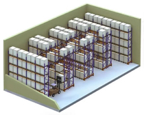 Чертеж склада со стеллажами